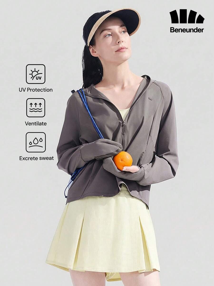 Beneunder Women's Full-Coverage Sun-Protective Jacket (Loose Fit) AL008 - Dark Grey - View 1