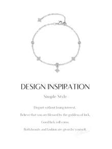 MODIAN Sparkling Cubic Zirconia 925 Sterling Silver Delicate Four-Leaf Clover Pendant Bracelet, Exquisite Jewelry For Women, Vacation Gift - Silver - View 4