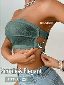 Women's Front Button Shell Edge Simple Slim Fit Casual Non-Wired Bra - Green - View 2