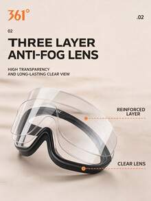 361degree 1 Set 3-Piece 361° Large Frame Wide View High Definition Anti-Fog Waterproof Leak-Proof Swimming Goggles, Unisex Adult, Includes Nose Clip, Ear Plugs And Portable Storage Box, Essential Summer Pool Accessory And Swimming Gift, Pool And Beach Swimming Gear - Multicolor - View 10