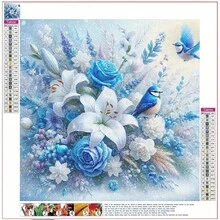 3D百合花鑽石畫套裝 - 圓形寶石家居庭園裝飾，是臥室和客廳的理想禮物 - 彩色 - 查看 7