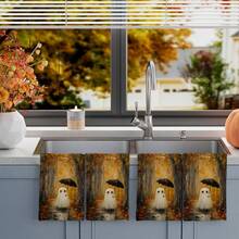 2/4/48pcs Halloween Series Autumn Rainforest Umbrella Ghost Pattern Printed Kitchen Towels - Ultra Soft, Highly Absorbent Polyester Tablecloths And Hand Towels, Perfect For Holiday Decor, Kitchen Decor, Party Decor. - Multicolor - View 15