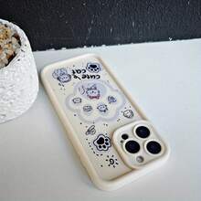 Um gato fofo e um gatinho de desenho animado criativo Q Versão Animal Pet Case para, com um design de passo, completamente protetor e à prova de choque, adequado para Xiaomi/Redmi/Infinix/Transsion/ Smart/6/7/8/Hot/Play/9/10/11/Vip/30/I/20/Note/Pro/Spark/Go/2024/10/C/Camon Capas de Telefone. - Branco - Visão 5