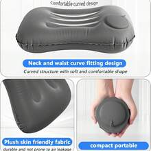 Outdoor Camping Press-Inflated U-Shaped Pillow, Neck Support Pillow, Travel Essential, Foldable Portable Flocked Inflatable Travel Pillow U-Shaped Pillow - Multicolor - View 5