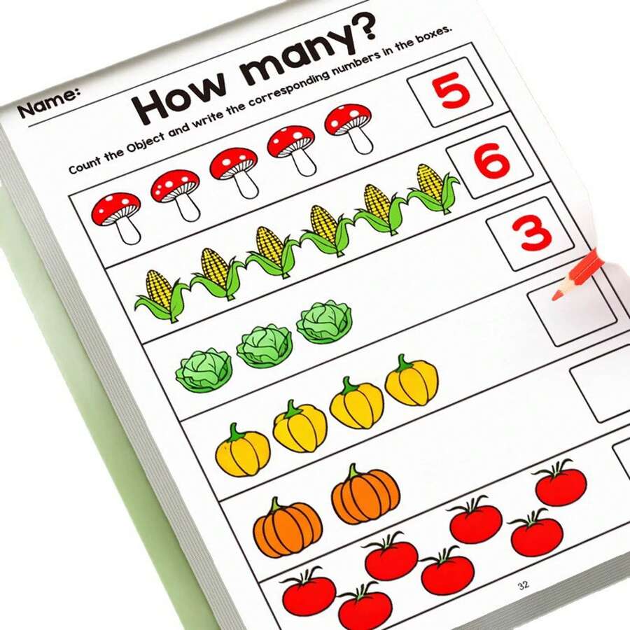 1 buah Buku Latihan Matematika Angka untuk Taman Kanak-kanak / Permainan Berhitung, Identifikasi Angka & Menjiplak Garis / Halaman Latihan Mewarnai, Pengajaran di Rumah & Kelas / Hadiah Ulang Tahun & Natal untuk Anak-anak / Buku Latihan Huruf, Buku Aktivitas Bentuk / Buku Teka-teki Logika - MultiWarna - View 1