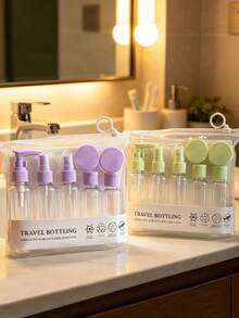 مجموعة زجاجات سفر محمولة قابلة لإعادة التعبئة مانعة للتسرب موزع مستحضرات تجميل زجاجات تخزين مستحضرات العناية الشخصية مناسبة للشامبو واللوشن ومنتجات العناية بالبشرة للاستخدام اليومي متينة وقابلة لإعادة الاستخدام إكسسوارات سفر هدية مدروسة مثالية للسفر والعطلات والتخييم - متعدد الألوان - مشاهدة 2
