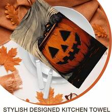 2/4/48pcs Halloween Series Ghost Black Cat Pattern Printed Kitchen Towels - Super Soft, Highly Absorbent Polyester Tablecloths And Hand Towels, Perfect For Holiday Decor, Kitchen Decor, Party Decor. - Multicolor - View 8