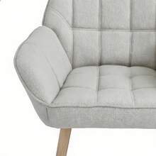 Modern Accent Armchair With Button Tufted Back & Wide Arms, Solid Wood Frame And Soft Grey Fabric, Comfortable Reading Chair For Living Room, Bedroom, Office-Grey - Grey - View 6