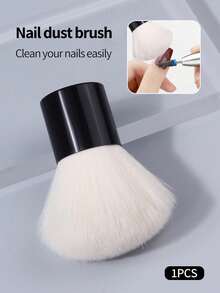 1pc Large Fluffy Nail Dust Brush Soft Bristle Powder Cleaning Brush For Nail Salon And Home DIY - Black - View 8