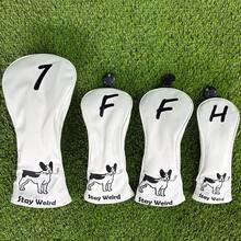 Sarung Kepala Stik Golf, Sarung Kepala Driver, Fairway, Hybrid, Blade, Mallet, Putter, Motif Anak Anjing Lucu, Bahan PU Premium, Aksesoris Golf - Putih - View 1