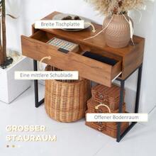 Console Table With Drawer, Coffee Table Hallway Table, Side Table For Living Room & Hallway, Steel, Natural, 80x30x76 Cm - 自然色 - 查看 5