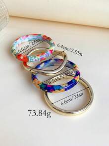 Set 4 Buah Gelang Resin Tebal Bermotif Warna-warni yang Modis, Cocok untuk Wanita - MultiWarna - View 2
