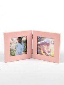1pc Foldable Multi-Panel Hinged Photo Frame, Pink Square Desktop Photo Frame, Independent Collage Photo Frame, Suitable For Family Portraits, Couple Photos, Desktop Decoration, Home Beautification Display And Memorial Photo Display - Multi-color - View 13