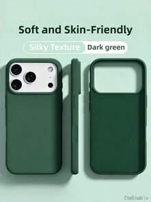 新款奢華軟矽膠防震米色手機殼，適用於 iPhone 17 16 15 Pro 14 Plus 13 12 11 17 Pro Max Air XR XS Max X/XS 7/8 Plus 7/8，時尚設計，親膚材質 - 墨綠色 - 查看 2