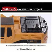 Modelos de vehículos de obras a control remoto inalámbrico, coches de juguete con luces LED, excavadora a control remoto con pala de aleación, 6 canales, control 2.4G, rotación 360°, juguete de construcción para niños, regalo de Navidad - Amarillo y negro - Ver 4