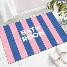 1pc Diatomaceous Earth Bathroom Mat, Absorbent Quick-Drying Non-Slip Bathroom Door Mat, Fresh Color-Block Vertical Striped Bathroom Rug, Shower Room Home Use, 40*60cm And Other Sizes Available - A - View 4