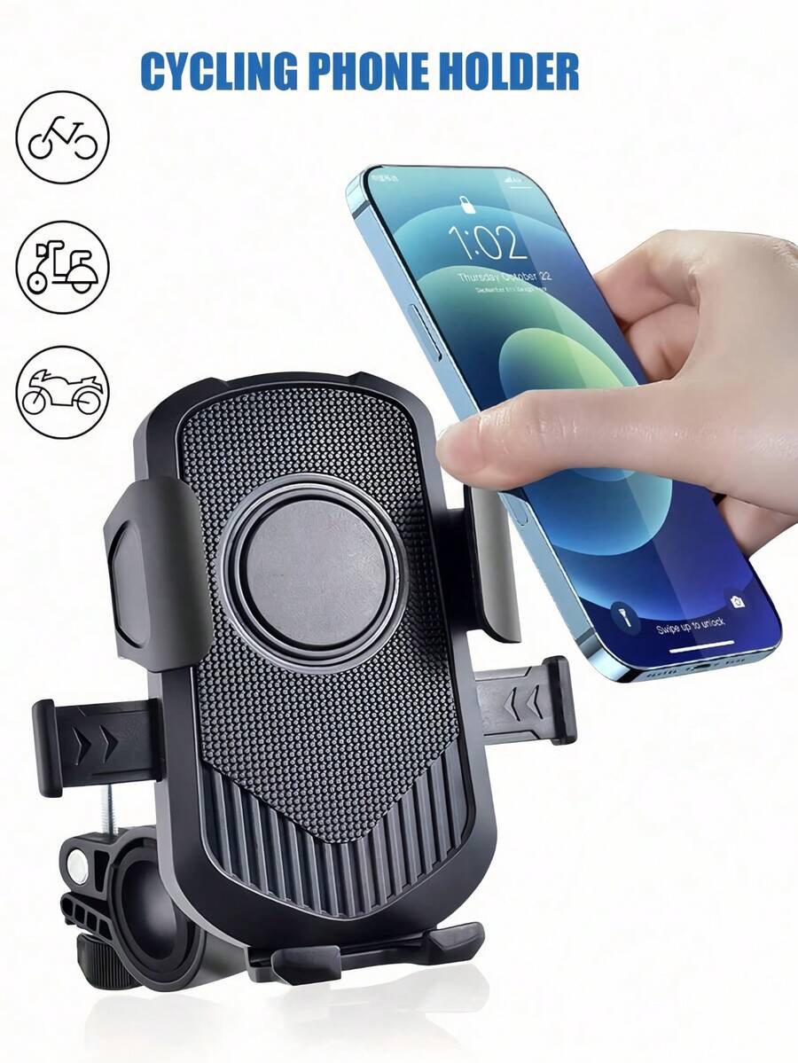 Bike Phone Holder Motorcycle Phone Holder Rotatable Bicycle Motorcycle Mobile Phone Stand Suitable For Outdoor Cycling Snap Fit Handlebar Clamp Compatible With 4.7-7.2 Inch Mobile Phones Essential For Cycling Outdoor Motorcycle Accessories