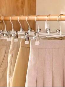 Coated Adjustable Pant Hangers, Available In 5/10/20 Pack, Rust-Proof Non-Slip No-Mark Clips, Multi-Functional For Pants & Skirts, Household Laundry Storage, No Fabric Damage - View 10