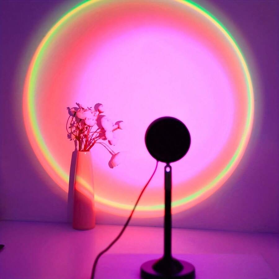 Đèn hoàng hôn RGB 16 màu có điều khiển từ xa, điều chỉnh 180°, thiết yếu cho nhiếp ảnh, đèn chiếu hoàng hôn, phù hợp cho phòng ngủ (không bao gồm pin) - Nhiều màu - Xem 1