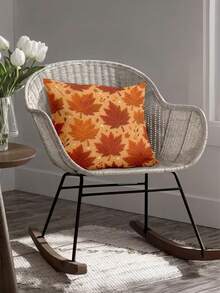1/2/4pcs 17.7X17.7 Inch Autumn Maple Leaf Throw Pillow Cover - Textured Cushion Case Suitable For Sofa Bed, Zipper Closure, Machine Washable Fall Decor With Warm Earthy Maple Leaf Print, Cozy Contemporary Bedding Cover For Home - Orange - View 5