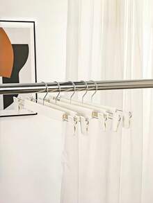 1/5/10pcs Pants Hanger, Pants Rack, Seamless Non-Slip Expandable Closet Storage Rack, Pants Clips, Decoration, Holiday Decor, Room Decor, Home Decor, Bedroom Decor, Skirt, Jeans, Boots, Skirt - White - View 2