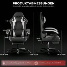Ergonomic Gaming Chair With Lumbar Support And Headrest, Height-Adjustable Gamer Chair, PC Chair For Adults, Girls And Boys - 白色 - 查看 9