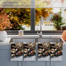 2/4/48pcs Halloween Series Floral Reading Skeleton Pattern Printed Kitchen Towels - Ultra Soft, Highly Absorbent Polyester Dish Cloths And Hand Towels, Perfect For Holiday Decor, Kitchen Decor, Party Decor - Multicolor - View 13