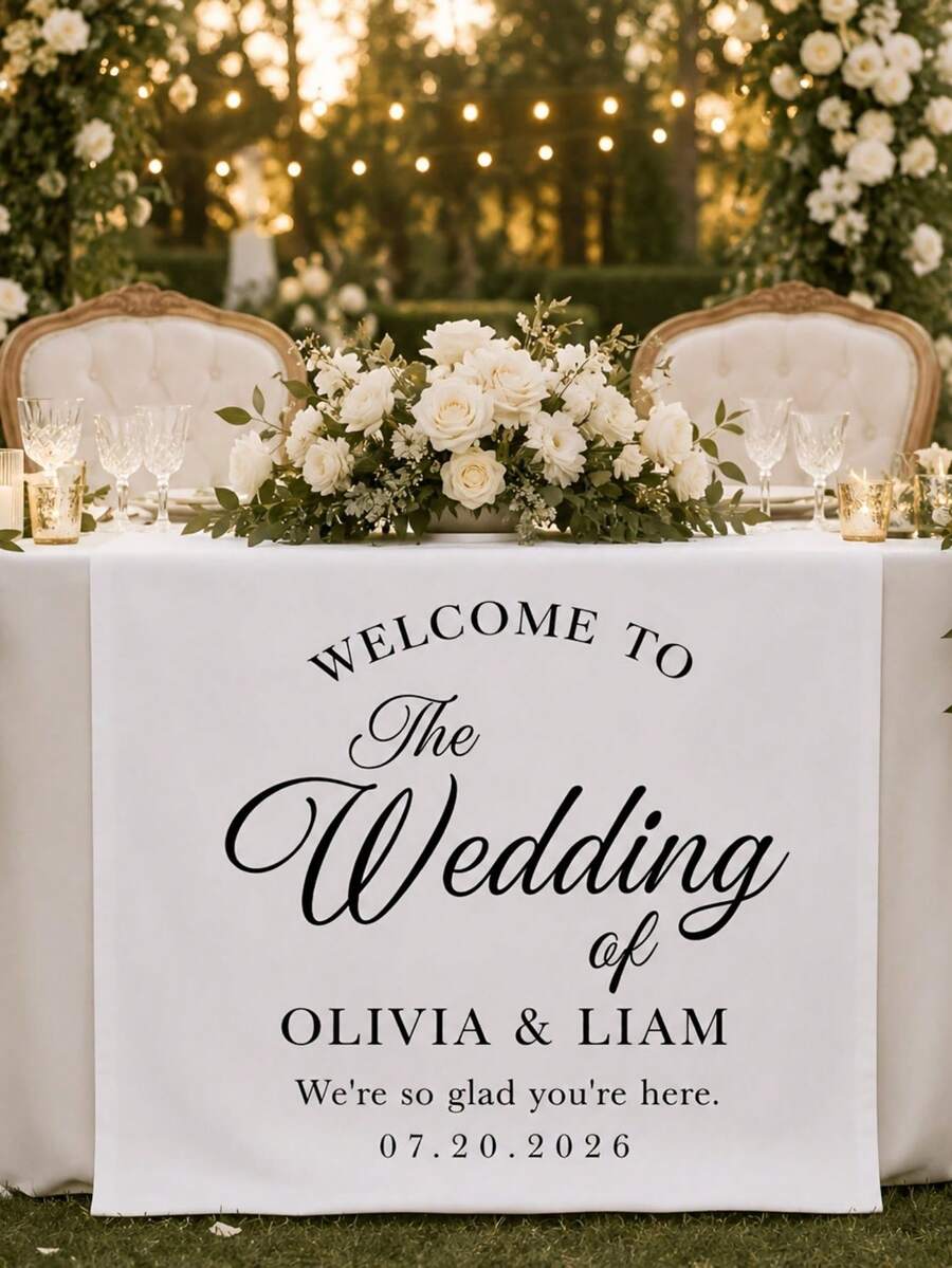 Customized Wedding Table Runner With Names, Custom Couple Name Table Decor For Head Table, Bring A Custom Welcome Look To Dinner And Party Tables - Multicolor - View 1