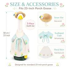 Frühlings-Blumen-Veranda-Gänse-Outfit-Set, geeignet für 23 Zoll Outdoor-Beton-Gänse-Dekoration, geeignet für Veranda, Rasengans, Garten-Gans Frühlingslandschaft, Feiertags-Outdoor-Dekoration Gänse-Outfit (Gänse-Skulptur nicht enthalten) - Gans-Outfit - Übersicht 5