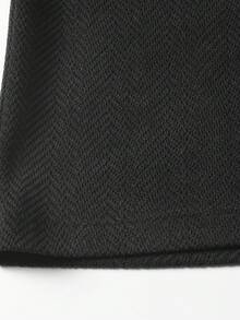 Blueprint Man 1pc Men's Black Herringbone Henley Collar Short Sleeve T-Shirt, Stand Collar V-Neck Placket, Breathable Skin-Friendly Wrinkle-Resistant Draping Textured Knit Fabric, Mature Old Money Style Casual Top, Spring Summer Commute, Light Business, Date Outfit - Black - View 7