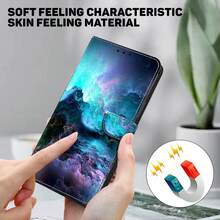GLANDOTU Aurora Cloud PU皮革翻蓋式手機殼，附支架，防震保護殼，兼容多個品牌與機型 - 彩色 - 查看 5