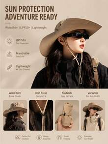 1pc Outdoor Travel Camping Bucket Hat, Customized Logo, Summer Sun Protection Hat, Outdoor Hiking Sun Hat For Men - A - View 4