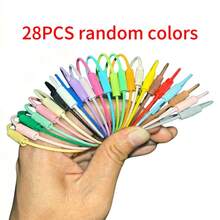 28/48pcs Random Color Stainless Steel Wire Key Rings, Steel Cable Loop Screw Lock Rope Key Fobs, Key Chain Rings, Outdoor Tools - Multicolor - View 11