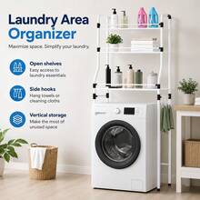 Toilet Bathroom Stainless Steel Toilet Storage Rack Bathroom Washing Machine Rack Storage Storage Rack - White - View 2