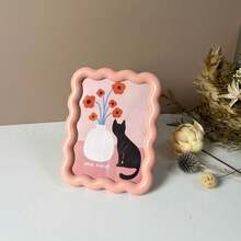 1pc Cute Bow Wavy Photo Frame, Aesthetic Floral Art Desktop Decor Frame, Soft Macaron Color Cloud-Shaped Photo Holder, Bohemian Style Home Office Desk Ornament, Bedroom Living Room Dorm Room Decoration Accessory, Ideal Gift For Girls And Women - Cute Bow Photo Frame - View 10