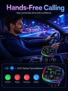 XF.Meraki Car FM Transmitter, Bluetooth 5.4 With RGB Display, Wireless Music And USB Charging, For Car Audio Systems - A - View 1