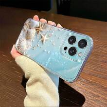 1件創意白色海龜鯨魚水母星空圖案高透明手機殼，防摔防刮防指紋透明TPU材質軟殼，相機鏡頭保護，相容於Apple、Nothing、Pixel，保護殼，拍攝時因光線可能產生輕微色差 - 彩色 - 查看 3