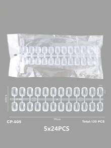 120Pcs Solid Oval Flat Full Cover Nail Tips Clear Gel Nail Polish Color Chart Display Nail Tips Japanese Nail Art Sample Board For Salon - Clear - View 14