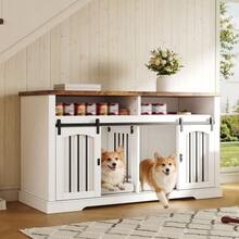 Dog Crate, Indoor Dog Crate Cabinet, With Sliding Door & Lock - 白色 - 查看 6