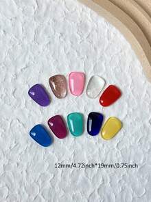 20 piezas de puntas de uñas de muestra para arte de uñas de gelatina de vidrio transparente con bloques de color (transparente), de múltiples formas, unicolor translúcido, para exhibición de combinación de colores - transparente - Ver 8