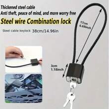 1pc Heavy Duty Steel Cable Lock | Waterproof & Rust-Proof Security Padlock, Suitable For Helmet, Luggage, Gym Locker | Flexible Multi-Purpose Combination Lock | Dorm & Travel Essential - Multicolor - View 12