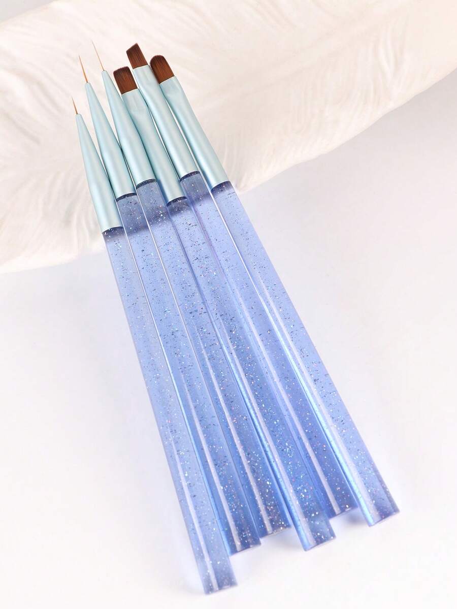 3件組專業美甲細節彩繪刷 亮片壓克力手柄美甲工具 - 彩色 - 查看 1