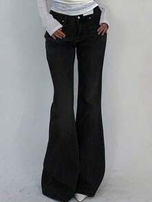 Teen Girl High Waist Slim Fit Jeans - Black - View 6