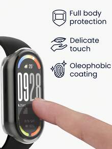 2合1 硬殼 + 螢幕保護膜，適用於小米手環 Mi Band 10/9/8/7/6/5/4/3 NFC，防指紋、防水、耐磨、防刮、全覆蓋、高畫質智慧手環保護膜，防震抗衝擊，適用於小米手環 10 9 8 7 6 5 4 3 - 無色 - 查看 5