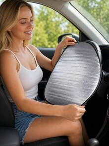 Steering Wheel Cover Sun Shade For Car, With Waterproof Car Seat Cover Protector, Foam Car Steering Wheel Sunshade, Foldable UV Protection Steering Wheel Cover, Car Seat Cover, Black Car Seat Cover, Front Seat Protector, Effectively Blocks Sunlight, Protects Steering Wheel, Suitable For Sedan And SUV, Easy To Carry, Ideal For Daily Commute, Travel And Camping - Multicolor - View 9