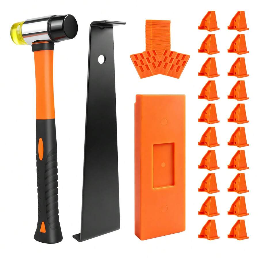 EFAN Multifunctional Solid & Engineered Flooring Installation Kit, Handle-Free Tapping Block Space-Saving Design With 20 Wedges & 40 Shims – Complete Accessory Set - Wood Flooring Installation Kit - View 1