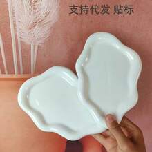 1 Buah Baki Perhiasan Keramik Gaya Ins Cream Gaya Wabi-Sabi Baki Tidak Beraturan untuk Pintu Masuk Tempat Penyimpanan Kunci Aromaterapi Ornamen Baki Penyimpanan Keramik Tidak Beraturan Kreatif Kotak Perhiasan Putih Susu Berbintik Meja Rias Anting-anting - MultiWarna - View 2