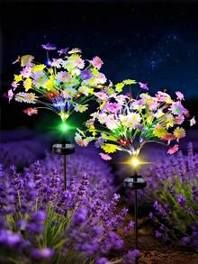 1pc LED Solar Daisy Lawn Light, IP44 Waterproof, Suitable For Patio, Garden, Lawn, Outdoor, Camping Decoration, And Halloween, Christmas Holiday And Party Decoration - In-ground Light - View 4