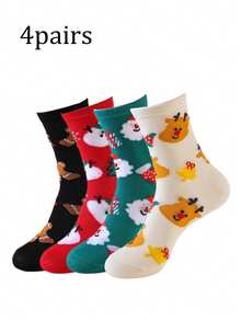 Women's Christmas Athletic Socks With Cartoon Prints, Soft & Cute Christmas Socks, Exclusive Christmas Gift Socks For Ladies - Multicolor - View 4