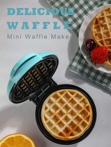 SCISHARE 1 pieza Máquina para hacer waffles mini de 4 pulgadas y 350W con enchufe de pared, hace waffles, hashbrowns y waffles keto de una sola porción, con revestimiento antiadherente de fácil limpieza - Verde - Ver 2